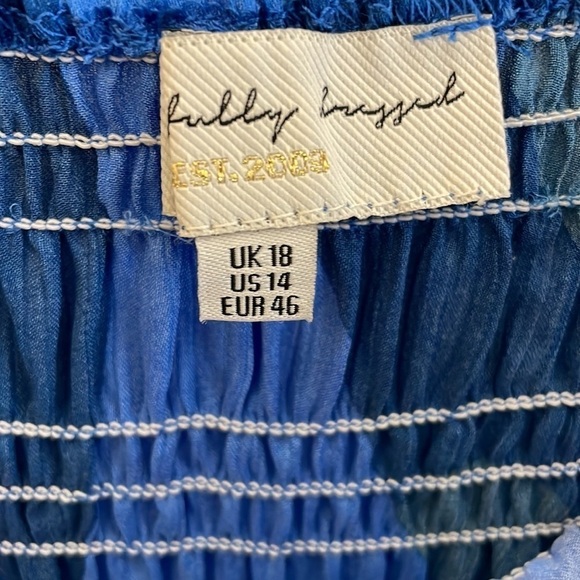 Asos Curve Never Fully Dressed shirred blue skirt abstract print swirl 14US - Picture 9 of 12